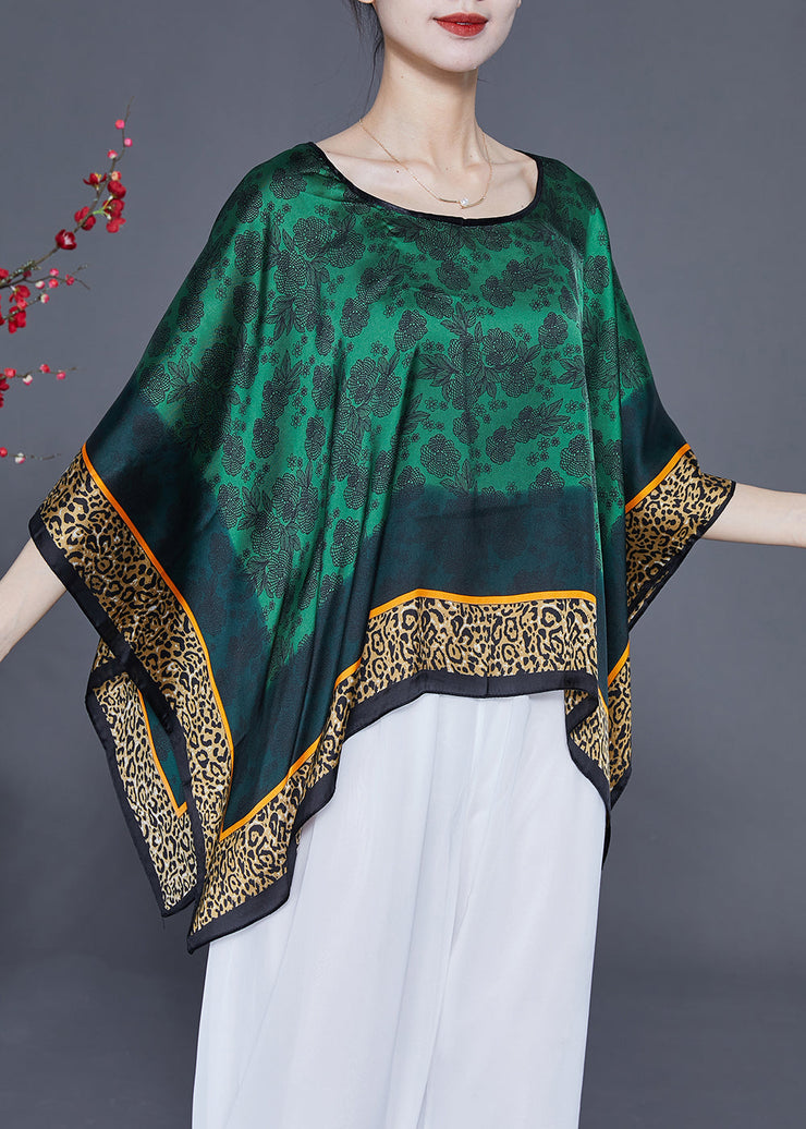 Classy Green Oversized Print Silk Shawl