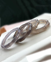 Classy Grey Bamboo Chalcedony Gem Stone Bangle