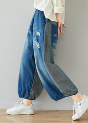 Classy Grey Oversized Patchwork Cotton Harem Pants Spring