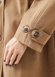 Classy Khaki Double Breast Wrinkled Cotton Coats Fall