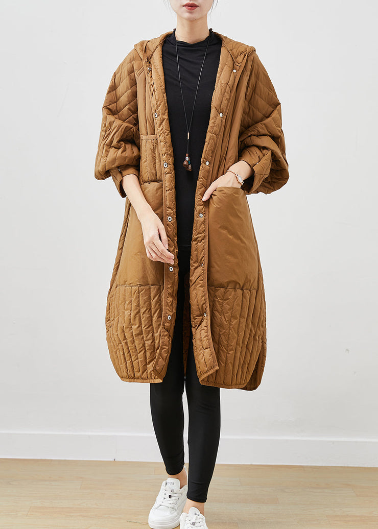 Classy Khaki Oversized Pockets Thick Duck Down Down Coats Winter