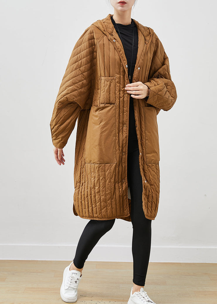 Classy Khaki Oversized Pockets Thick Duck Down Down Coats Winter