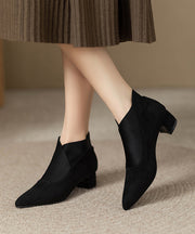 Classy Khaki Suede Splicing Ankle Boots Pointed Toe