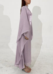 Classy Light Purple Slim Fit Silk Maxi Dress Fall