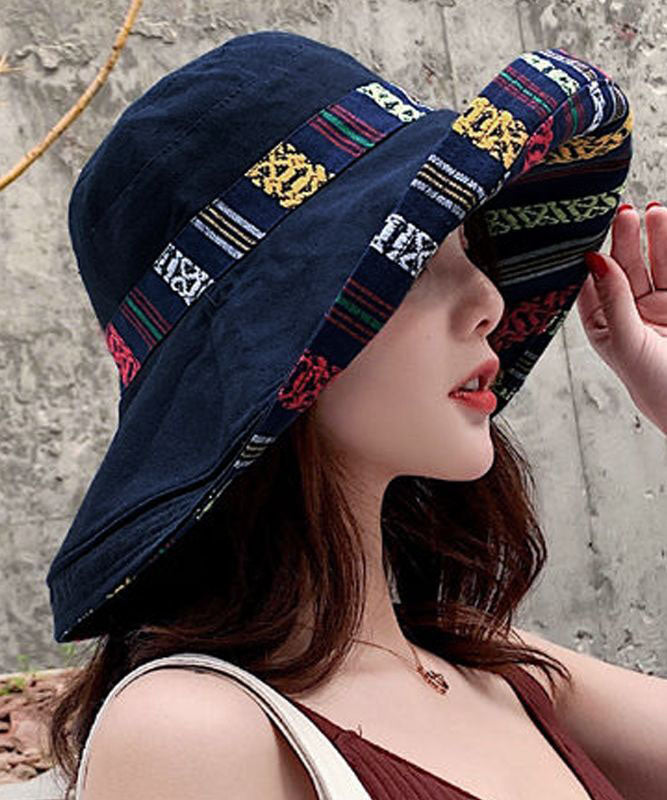 Classy Purple Print Patchwork Wear On Both Sides Cotton Bucket Hat