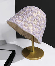 Classy Purple Tulle Patchwork Embroideried Floral Bucket Hat