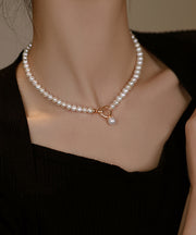 Classy White Sterling Silver Alloy Pearl Beading Pendant Necklace