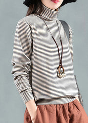 Coffee Patchwork Warm Fleece Top Turtleneck Long Sleeve