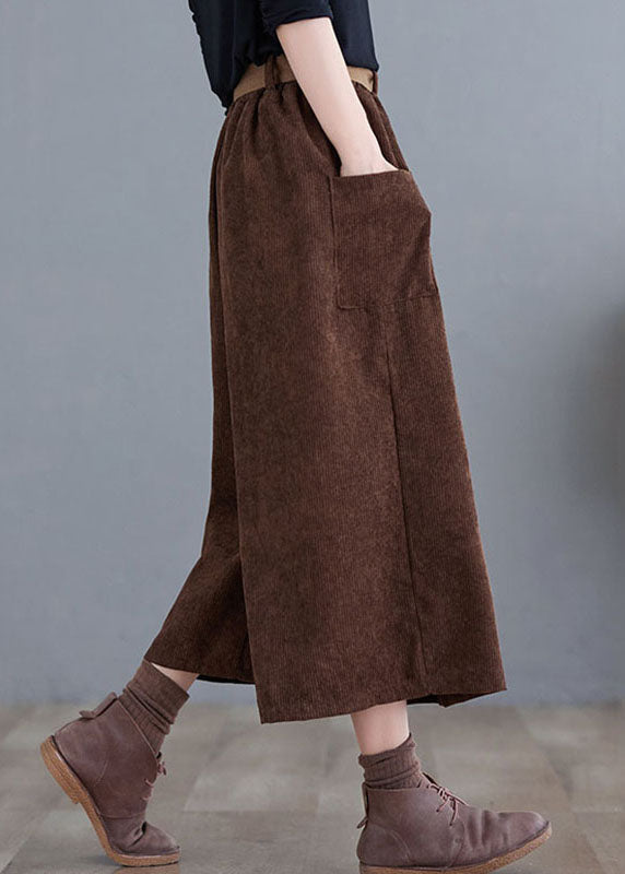 Coffee Pockets Corduroy Crop Pants Skirt Fall