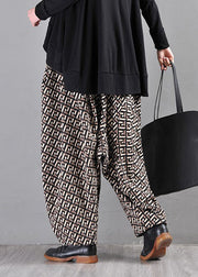 Chocolate Pockets Print Elastic Waist Pants Fall