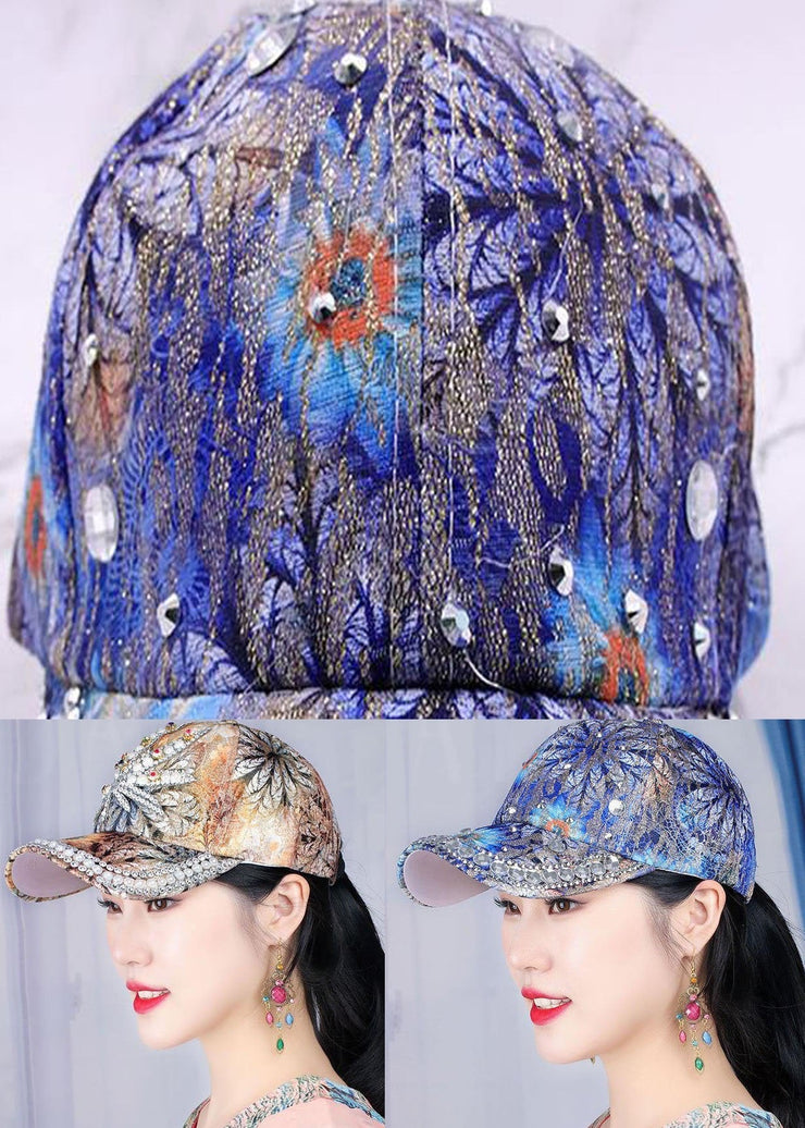 Coffee Print Cotton Zircon Patchwork Baseball Cap Hat