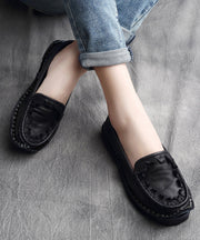 Coffee Vintage Handmade Cowhide Leather Flat Shoes