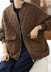 Coffee Zippered Cozy Warm Jacket Long Sleeve