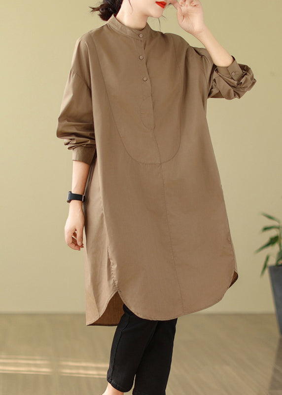 Coffeee Low High Design Patchwork Shirts Dress Spring