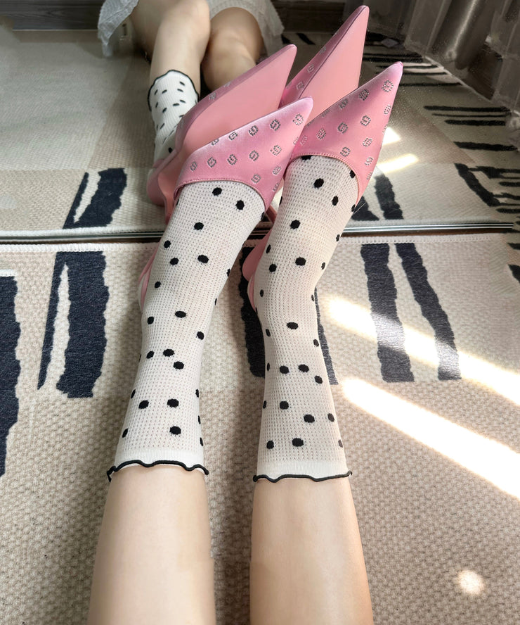 Colored Polka Dot Breathable Summer Fresh Thin Mid Length Socks