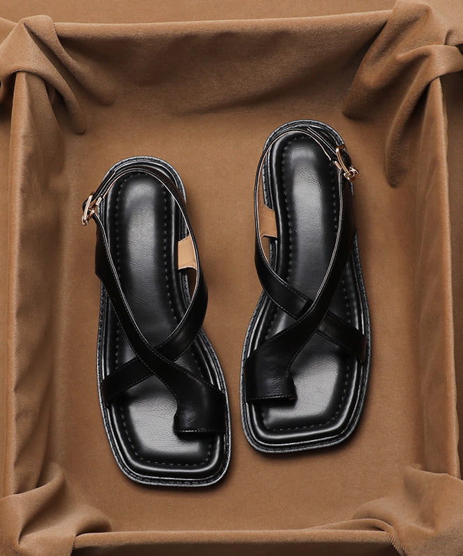 Comfy Flip Flops Chunky Faux Leather Soft Splicing Sandals