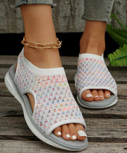 Comfy White Breathable Mesh Splicing Sandals Hollow Out Peep Toe