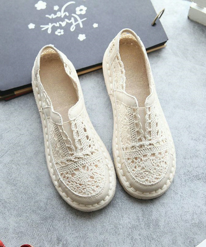 Cotton Fabric Sandals Comfortable Splicing Beige Hollow Out