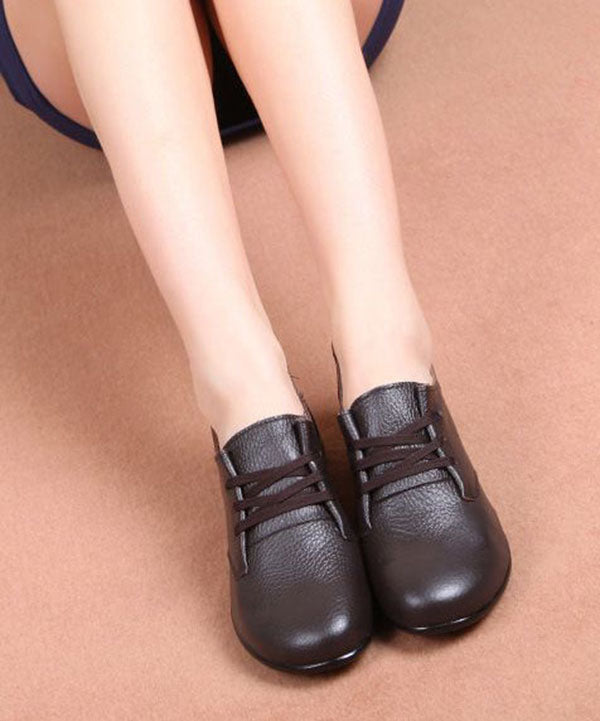 Cowhide Leather Flat Feet Shoes Cross Strap Flat Feet Shoes