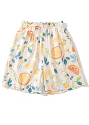 Cozy Apricot Print Pockets Cotton Summer Mens Shorts