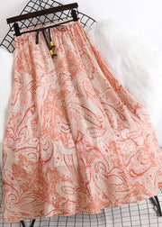 Cute Apricot Blue Colour Elastic Waist Chiffon A Line Skirt Summer