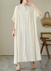 Cute Apricot Tie Waist Long Dress Short Sleeve