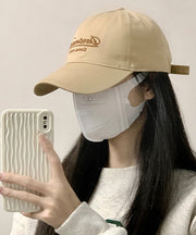 Cute Khaki Graphic Embroideried Cotton Baseball Cap Hat