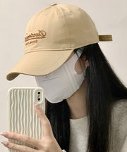 Cute Khaki Graphic Embroideried Cotton Baseball Cap Hat