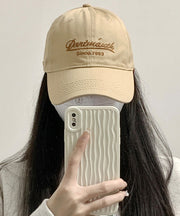 Cute Khaki Graphic Embroideried Cotton Baseball Cap Hat