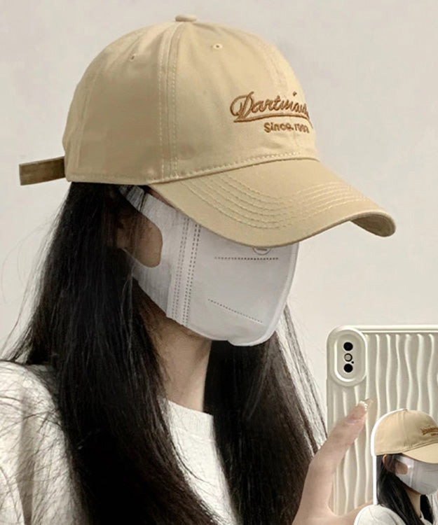 Cute Khaki Graphic Embroideried Cotton Baseball Cap Hat