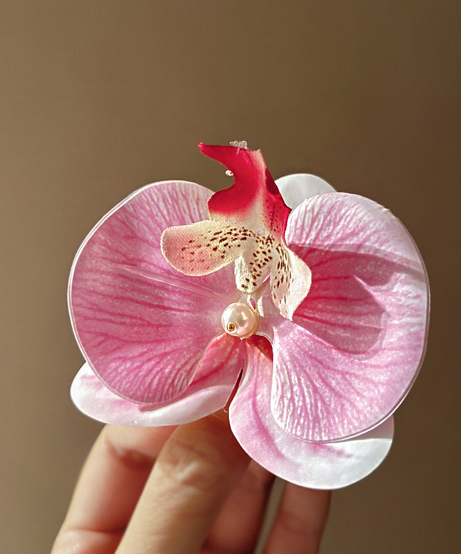 Cute Pink Alloy Pearl Floral Hairpin