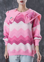 Cute Pink Strawberry Bear Chunky Knit Sweaters Spring