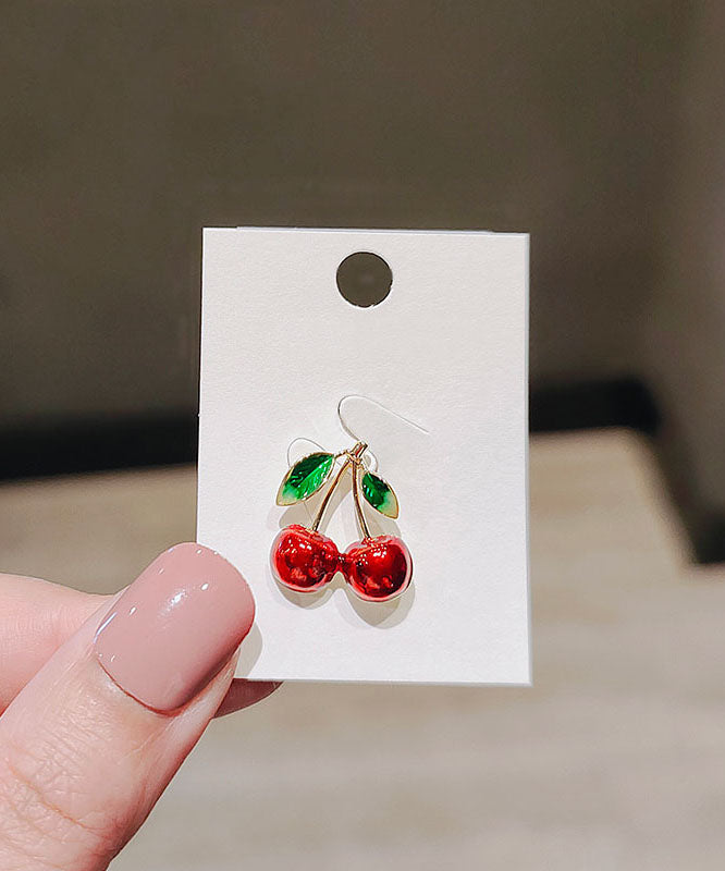 Cute Red Alloy Painting Oil Cherry Brooches