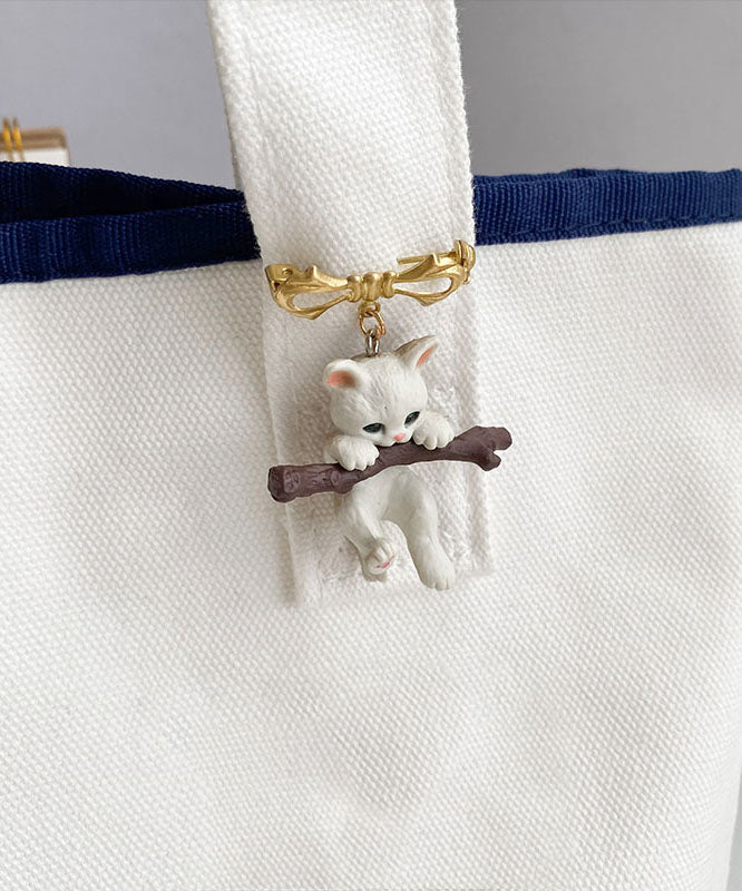 Cute White Resin Kitten Brooch Brooches