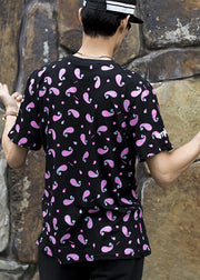 DIY Black O Neck Print Cotton T Shirts Men Apparel Summer