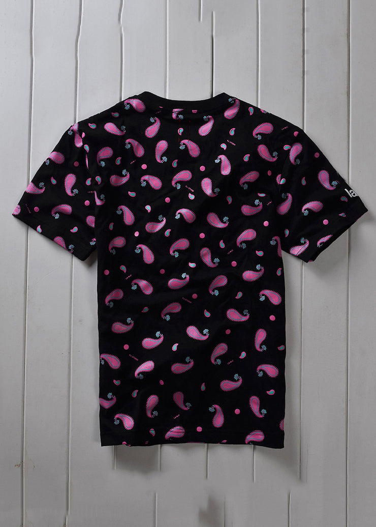 DIY Black O Neck Print Cotton T Shirts Men Apparel Summer