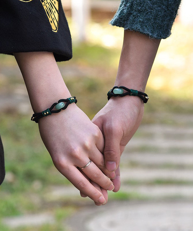 DIY Blackish Green Hand Knitting Jade Bracelet