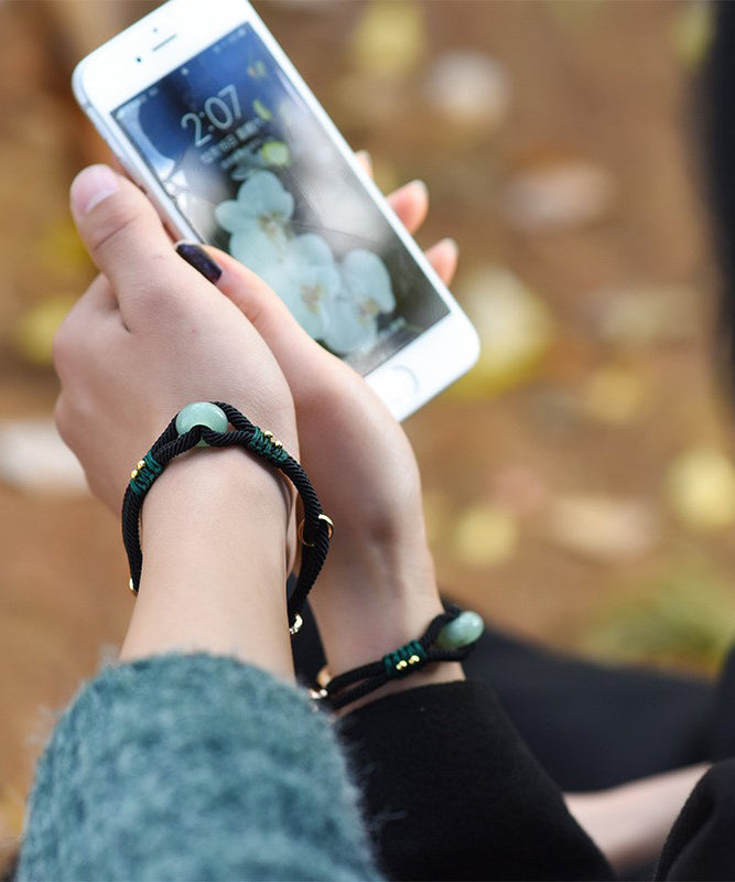 DIY Blackish Green Hand Knitting Jade Bracelet