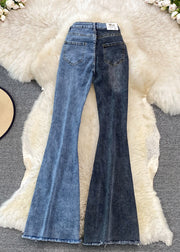 DIY Blue High Waist Button Draping Long Jeans Spring