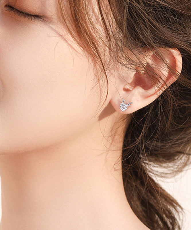 DIY Blue Sterling Silver Inlaid Gem Stone Stud Earrings