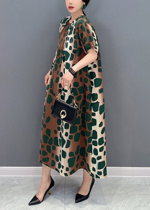 DIY Cinched Oversized Leopard Print Cotton A Line Dress Summer