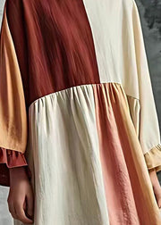 DIY Colorblock Oversized Patchwork Cotton Long Dresses Summer