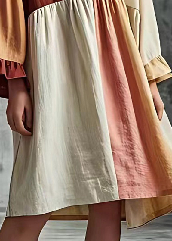 DIY Colorblock Oversized Patchwork Cotton Long Dresses Summer