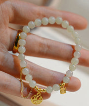 DIY Gold Ancient Gold Jade Fu Character Tassel Charm Bracelet