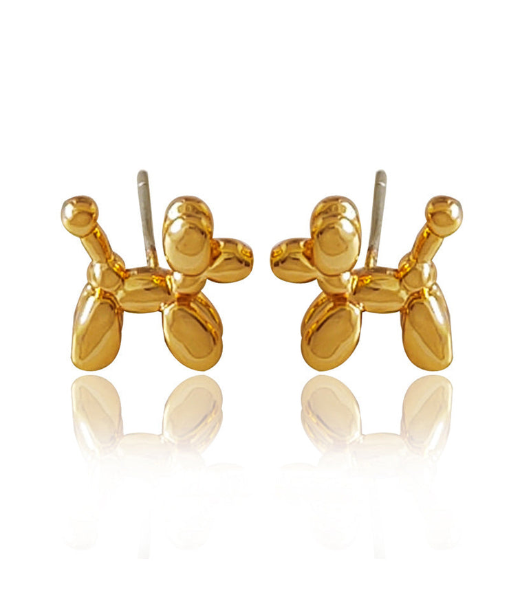 DIY Gold Plated Little Dog Stud Earrings