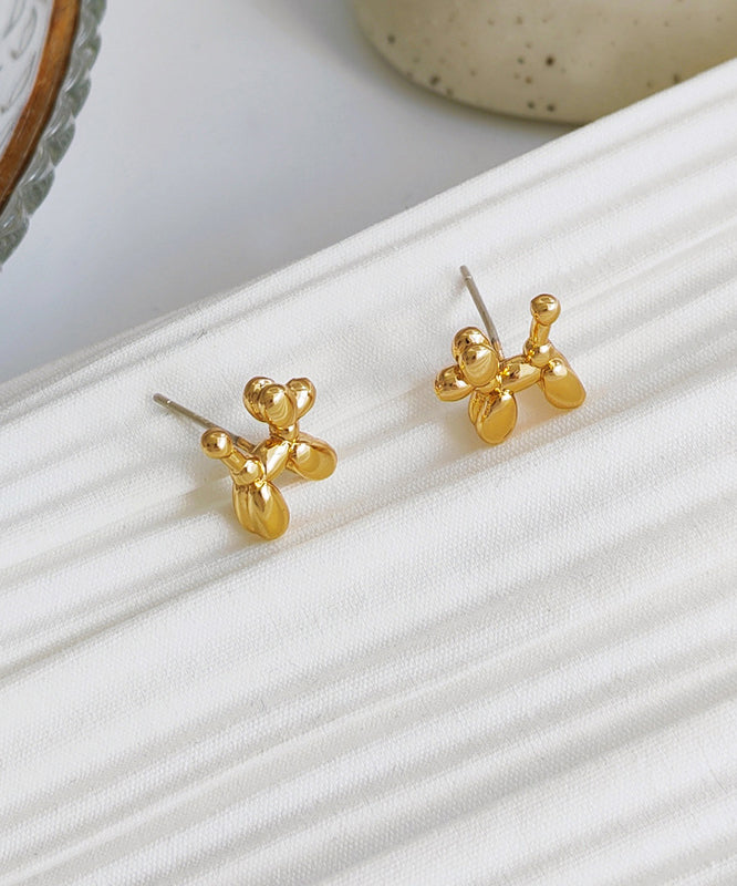 DIY Gold Plated Little Dog Stud Earrings