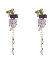 DIY Gold Sterling Silver Overgild Crystal Grape Tassel Drop Earrings