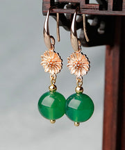 DIY Green Metal Daisy Agate Drop Earrings