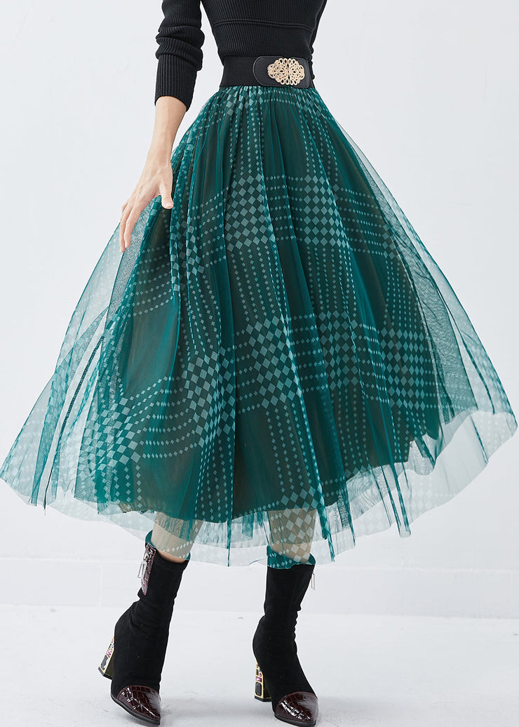 DIY Green Print Exra Large Hem Tulle Skirts Spring