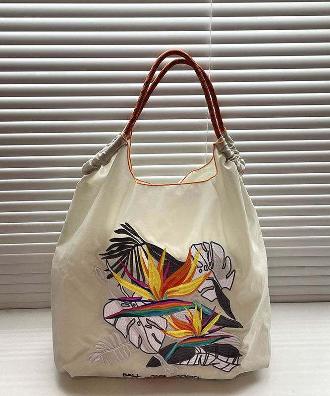 DIY Khaki Embroideried Solid Durable Nylon Shopping Bag